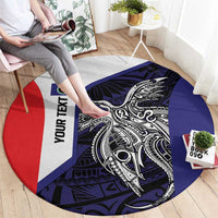 Personalised PNG Bougainville Round Carpet Bird of Paradise Tattoo Flag Motif LT9 - Polynesian Pride