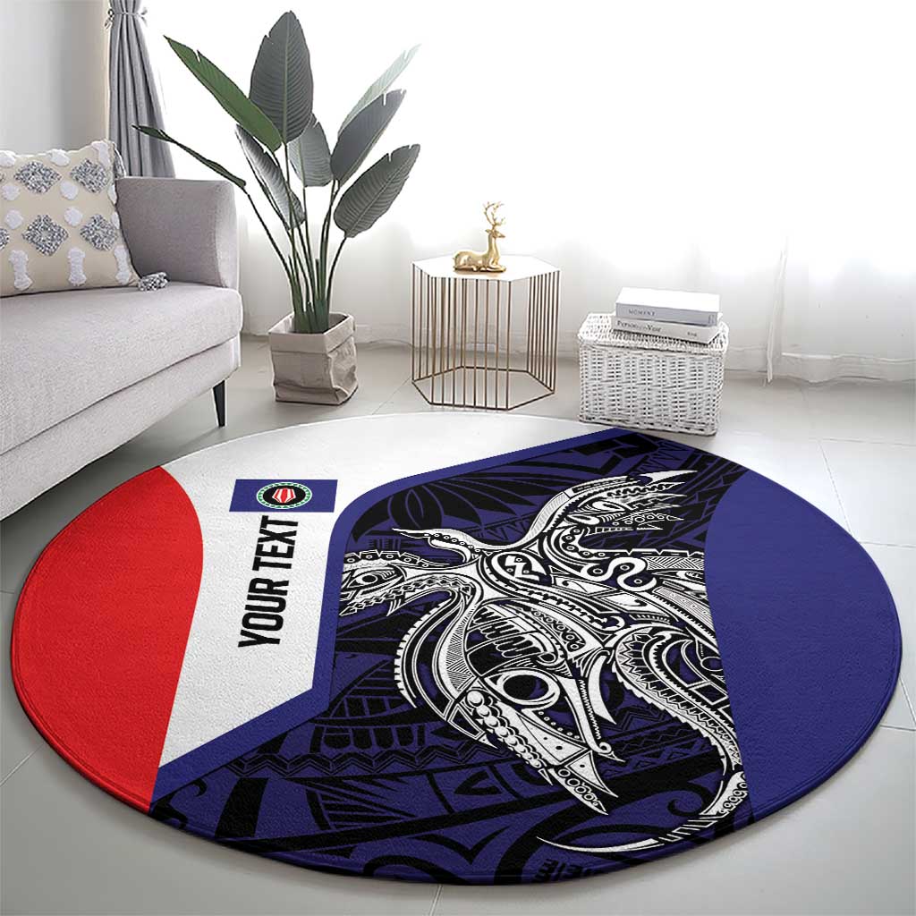 Personalised PNG Bougainville Round Carpet Bird of Paradise Tattoo Flag Motif LT9 - Polynesian Pride
