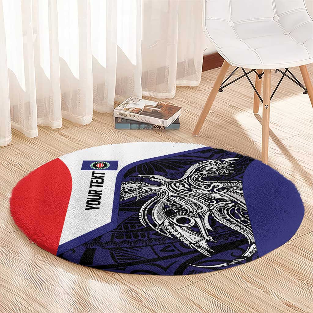 Personalised PNG Bougainville Round Carpet Bird of Paradise Tattoo Flag Motif LT9 - Polynesian Pride