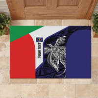 Personalised PNG Bougainville Rubber Doormat Bird of Paradise Tattoo Flag Motif LT9 Blue - Polynesian Pride