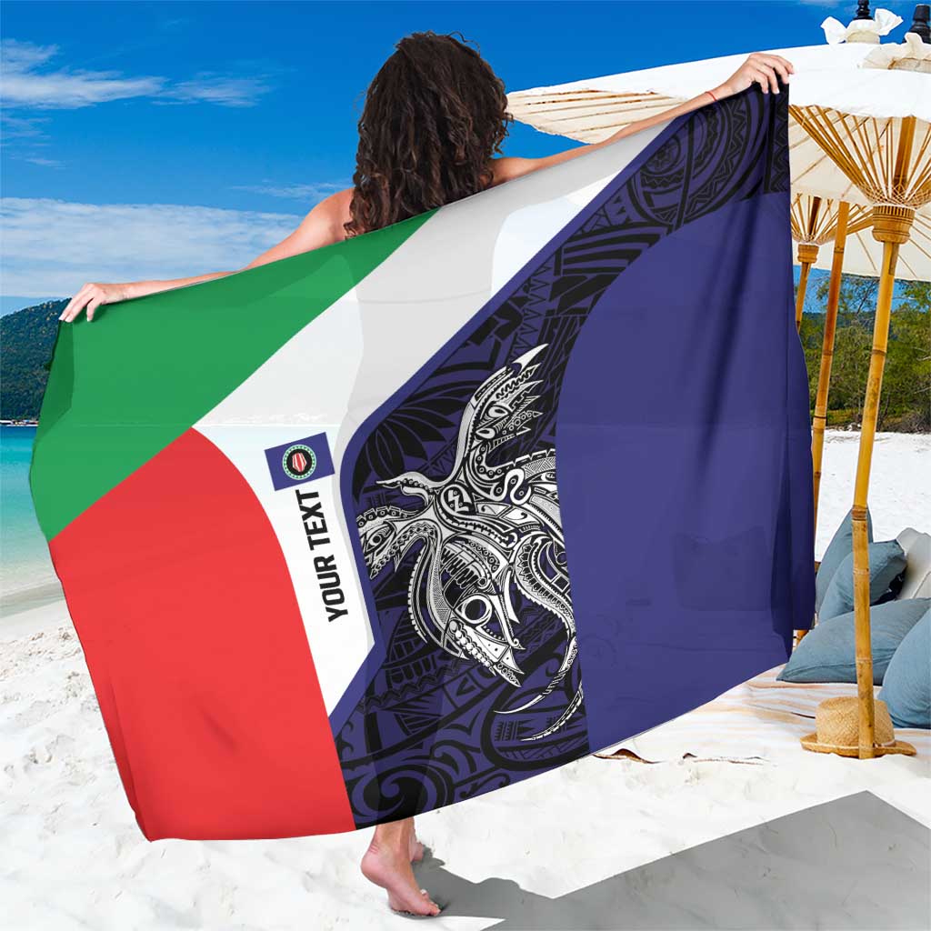 Personalised PNG Bougainville Sarong Bird of Paradise Tattoo Flag Motif LT9 One Size 44 x 66 inches Blue - Polynesian Pride