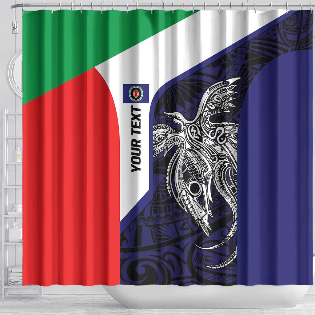 Personalised PNG Bougainville Shower Curtain Bird of Paradise Tattoo Flag Motif LT9 - Polynesian Pride