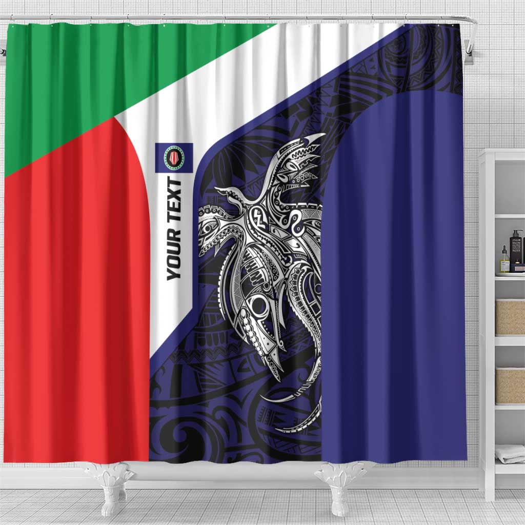 Personalised PNG Bougainville Shower Curtain Bird of Paradise Tattoo Flag Motif LT9 - Polynesian Pride