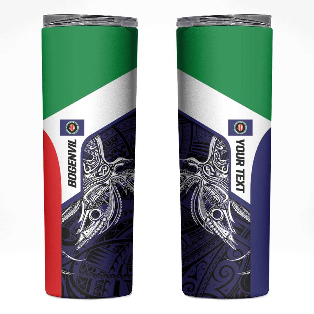 Personalised PNG Bougainville Skinny Tumbler Bird of Paradise Tattoo Flag Motif LT9 Blue - Polynesian Pride