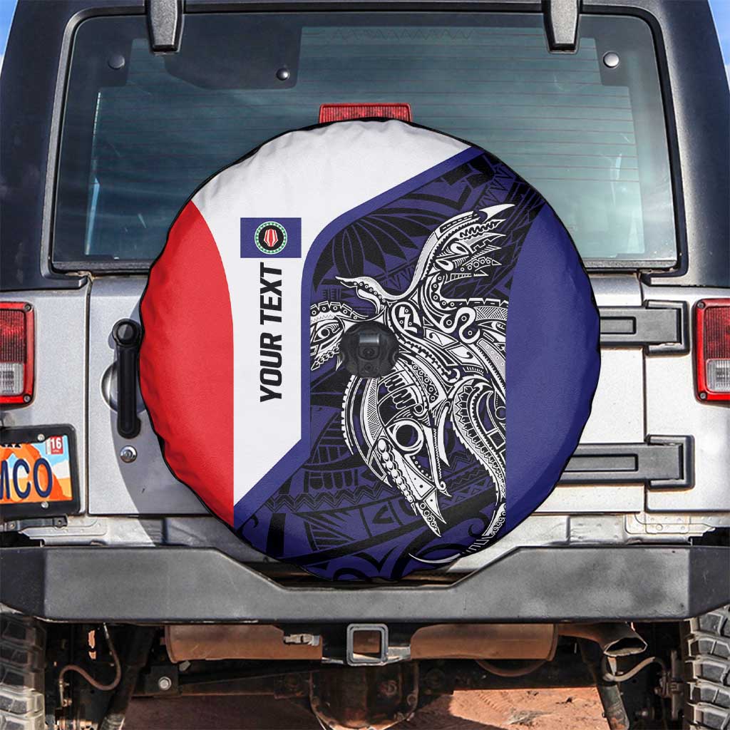 Personalised PNG Bougainville Spare Tire Cover Bird of Paradise Tattoo Flag Motif LT9 Blue - Polynesian Pride