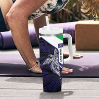 Personalised PNG Bougainville Tumbler With Handle Bird of Paradise Tattoo Flag Motif LT9 - Polynesian Pride