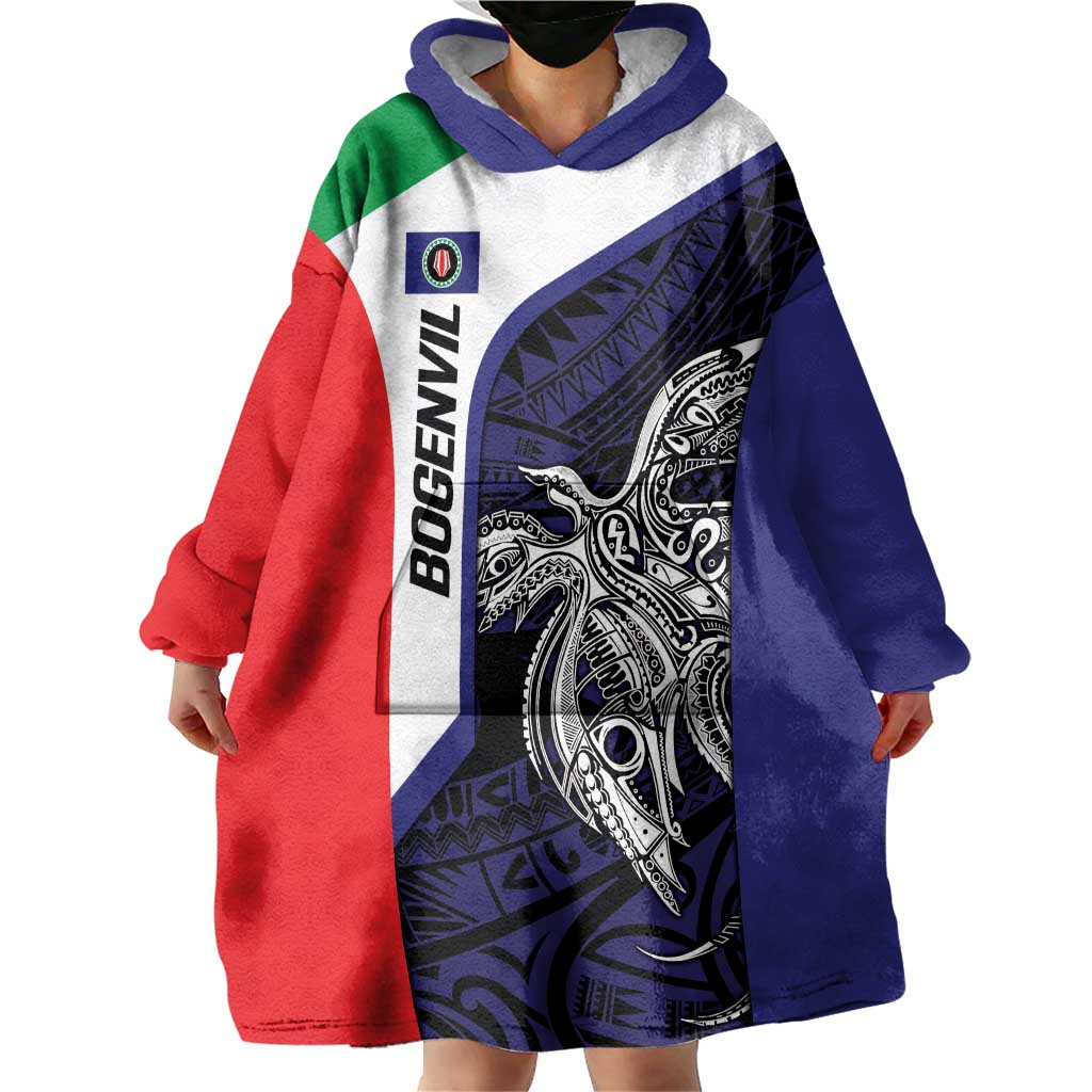Personalised PNG Bougainville Wearable Blanket Hoodie Bird of Paradise Tattoo Flag Motif LT9 - Polynesian Pride