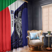 Personalised PNG Bougainville Window Curtain Bird of Paradise Tattoo Flag Motif LT9 - Polynesian Pride