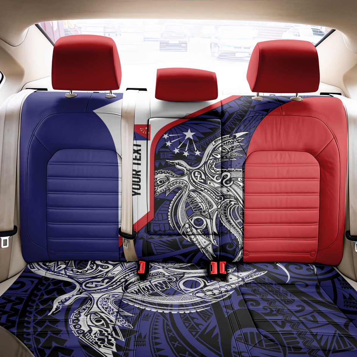 Personalised PNG Central Province Back Car Seat Cover Bird of Paradise Tattoo Flag Motif LT9 - Polynesian Pride