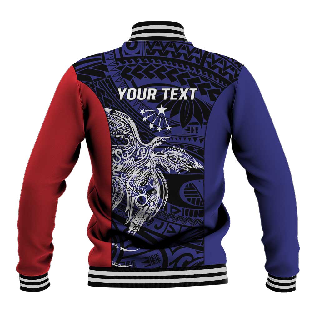 Personalised PNG Central Province Baseball Jacket Bird of Paradise Tattoo Flag Motif LT9 - Polynesian Pride