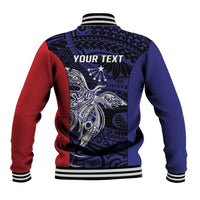 Personalised PNG Central Province Baseball Jacket Bird of Paradise Tattoo Flag Motif LT9 - Polynesian Pride