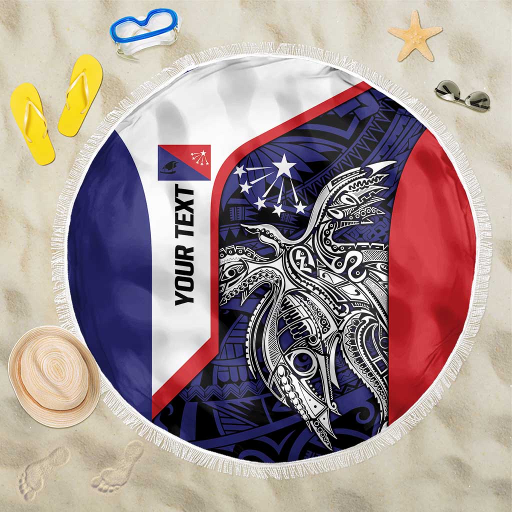 Personalised PNG Central Province Beach Blanket Bird of Paradise Tattoo Flag Motif LT9 One Size 150cm Blue - Polynesian Pride