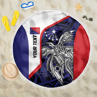 Personalised PNG Central Province Beach Blanket Bird of Paradise Tattoo Flag Motif LT9 One Size 150cm Blue - Polynesian Pride