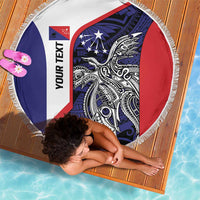 Personalised PNG Central Province Beach Blanket Bird of Paradise Tattoo Flag Motif LT9 - Polynesian Pride