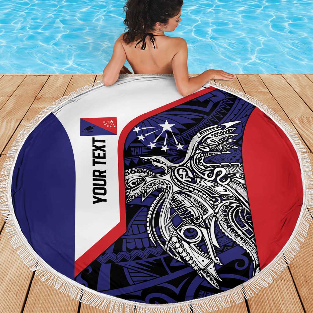 Personalised PNG Central Province Beach Blanket Bird of Paradise Tattoo Flag Motif LT9 - Polynesian Pride