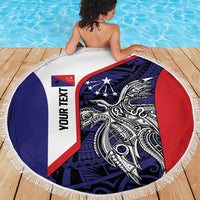 Personalised PNG Central Province Beach Blanket Bird of Paradise Tattoo Flag Motif LT9 - Polynesian Pride