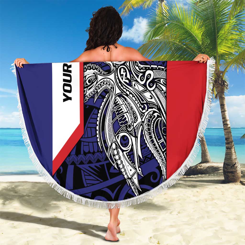 Personalised PNG Central Province Beach Blanket Bird of Paradise Tattoo Flag Motif LT9 - Polynesian Pride