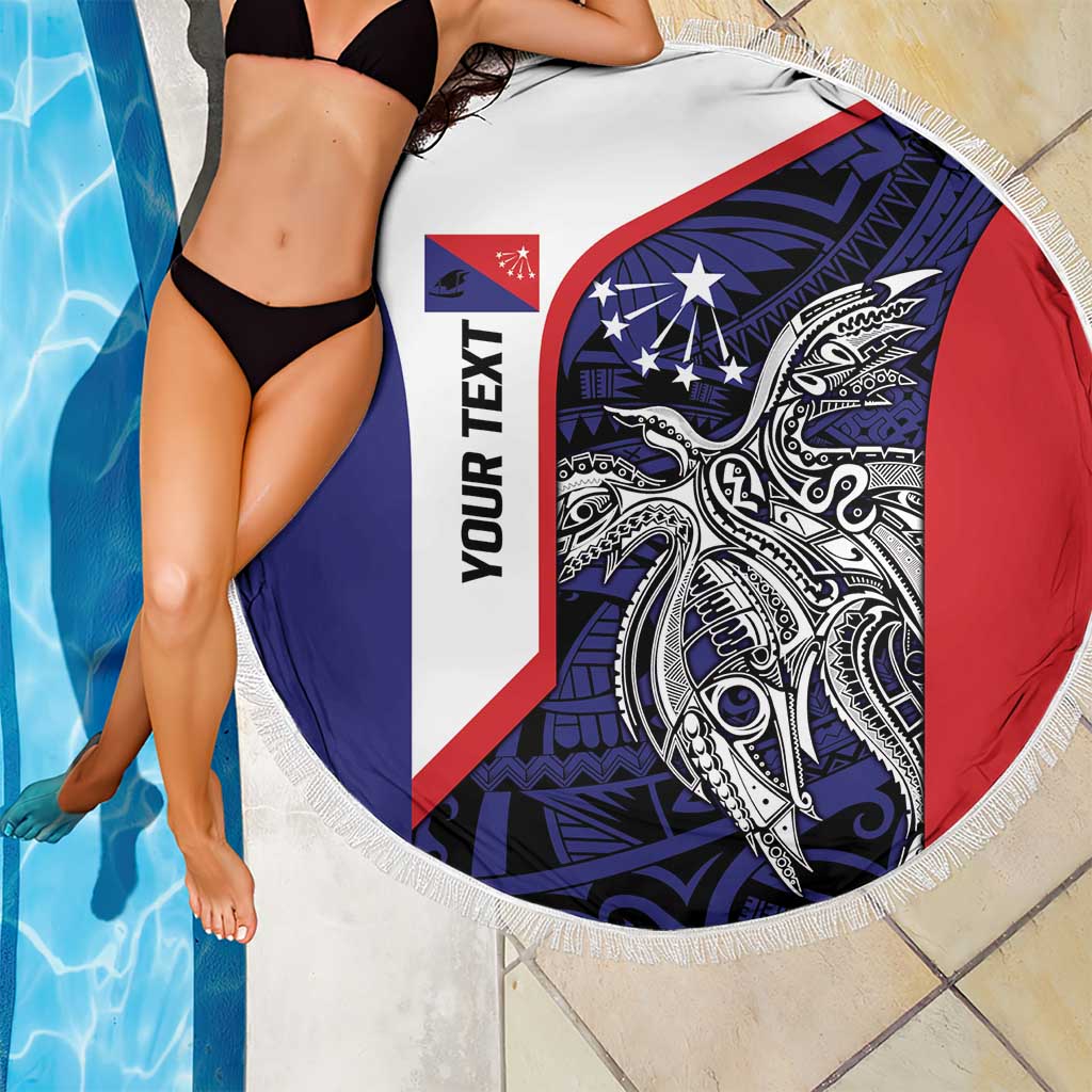 Personalised PNG Central Province Beach Blanket Bird of Paradise Tattoo Flag Motif LT9 - Polynesian Pride