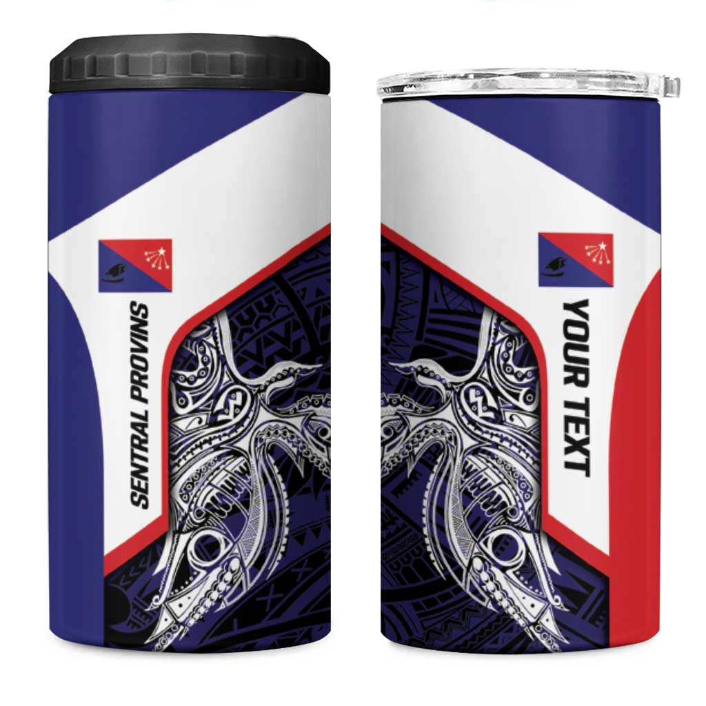 Personalised PNG Central Province 4 in 1 Can Cooler Tumbler Bird of Paradise Tattoo Flag Motif LT9 One Size: 16 oz Blue - Polynesian Pride
