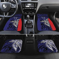 Personalised PNG Central Province Car Mats Bird of Paradise Tattoo Flag Motif LT9 Set 4pcs Blue - Polynesian Pride