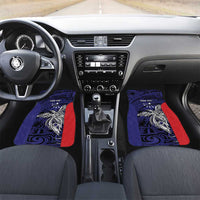 Personalised PNG Central Province Car Mats Bird of Paradise Tattoo Flag Motif LT9 Set 2pcs - Front Blue - Polynesian Pride