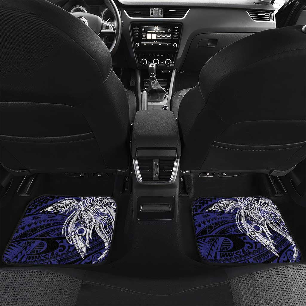 Personalised PNG Central Province Car Mats Bird of Paradise Tattoo Flag Motif LT9 Set 2pcs - Back Blue - Polynesian Pride