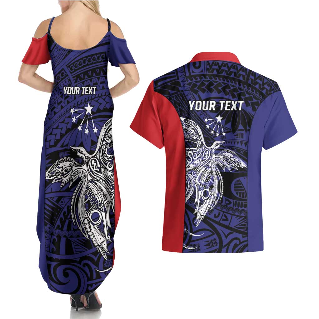 Personalised PNG Central Province Couples Matching Summer Maxi Dress and Hawaiian Shirt Bird of Paradise Tattoo Flag Motif LT9 - Polynesian Pride