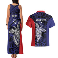 Personalised PNG Central Province Couples Matching Tank Maxi Dress and Hawaiian Shirt Bird of Paradise Tattoo Flag Motif LT9 - Polynesian Pride