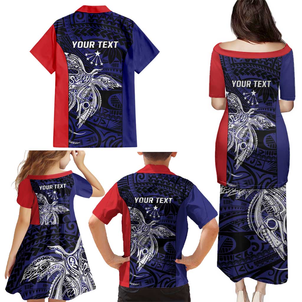 Personalised PNG Central Province Family Matching Puletasi and Hawaiian Shirt Bird of Paradise Tattoo Flag Motif LT9 - Polynesian Pride