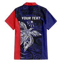 Personalised PNG Central Province Family Matching Short Sleeve Bodycon Dress and Hawaiian Shirt Bird of Paradise Tattoo Flag Motif LT9 - Polynesian Pride
