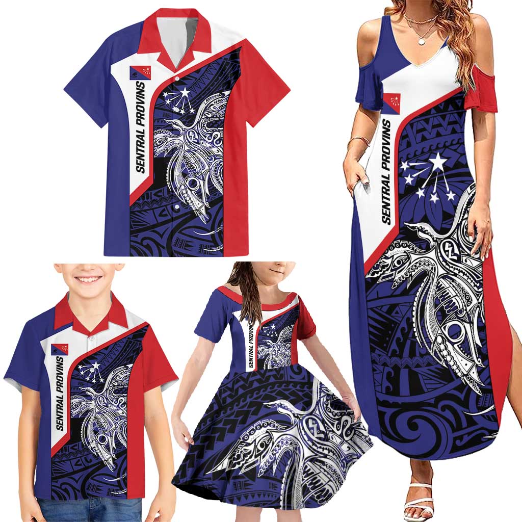 Personalised PNG Central Province Family Matching Summer Maxi Dress and Hawaiian Shirt Bird of Paradise Tattoo Flag Motif LT9 - Polynesian Pride