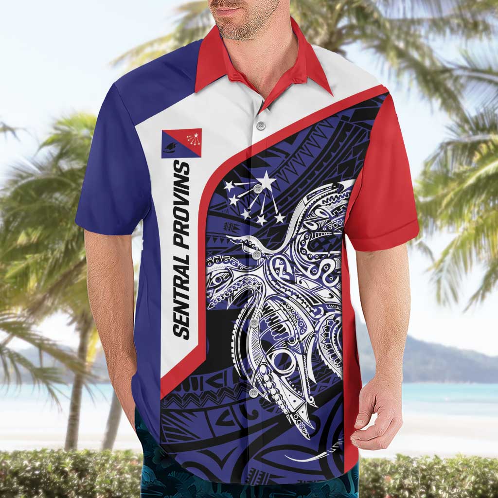 Personalised PNG Central Province Hawaiian Shirt Bird of Paradise Tattoo Flag Motif LT9 - Polynesian Pride
