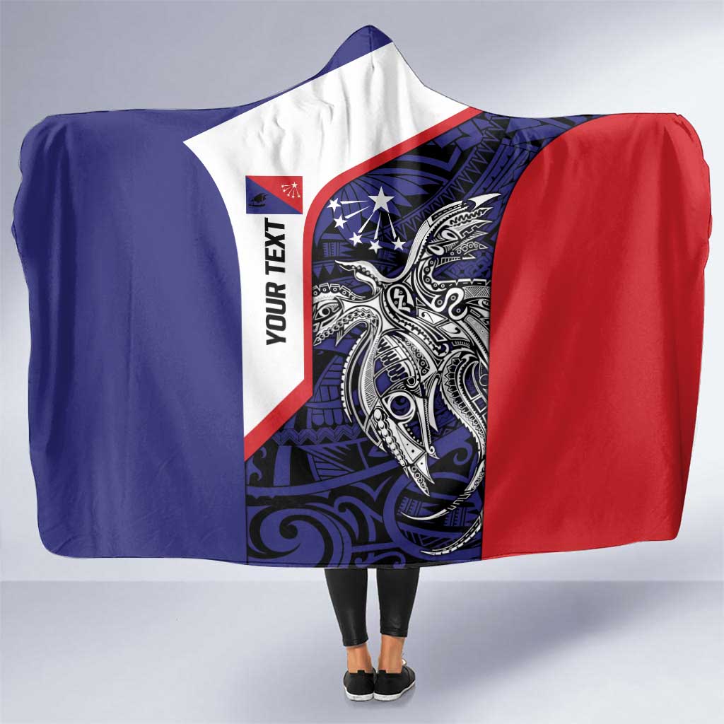 Personalised PNG Central Province Hooded Blanket Bird of Paradise Tattoo Flag Motif LT9 One Size Blue - Polynesian Pride