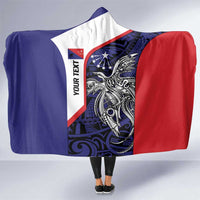 Personalised PNG Central Province Hooded Blanket Bird of Paradise Tattoo Flag Motif LT9 One Size Blue - Polynesian Pride