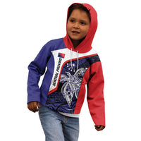 Personalised PNG Central Province Kid Hoodie Bird of Paradise Tattoo Flag Motif LT9 - Polynesian Pride
