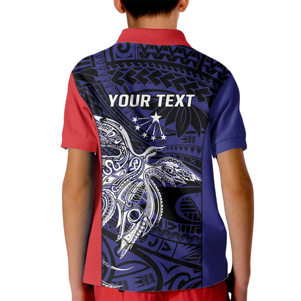 Personalised PNG Central Province Kid Polo Shirt Bird of Paradise Tattoo Flag Motif LT9 - Polynesian Pride
