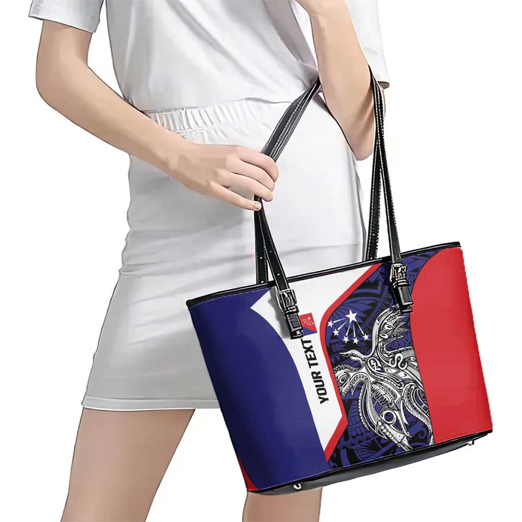 Personalised PNG Central Province Leather Tote Bag Bird of Paradise Tattoo Flag Motif LT9 - Polynesian Pride