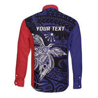Personalised PNG Central Province Long Sleeve Button Shirt Bird of Paradise Tattoo Flag Motif LT9 - Polynesian Pride