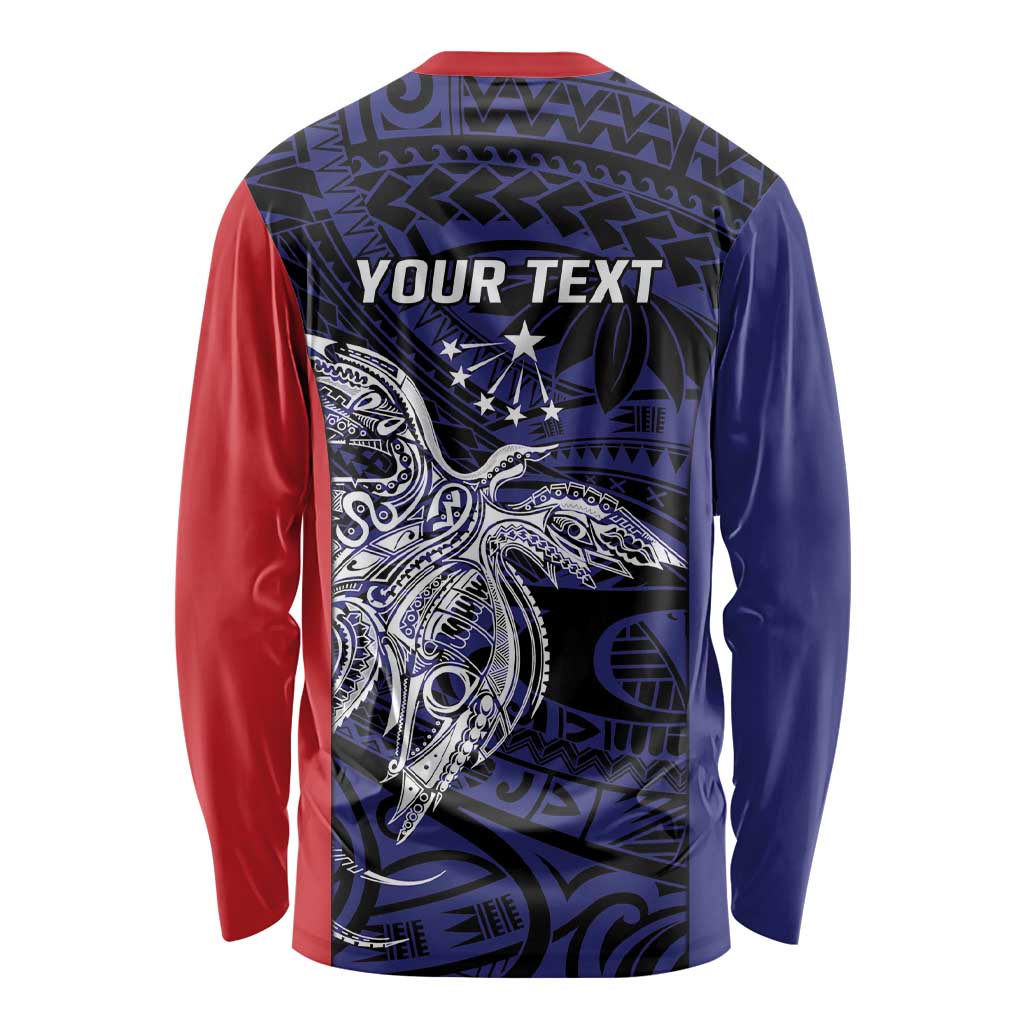 Personalised PNG Central Province Long Sleeve Shirt Bird of Paradise Tattoo Flag Motif LT9 - Polynesian Pride