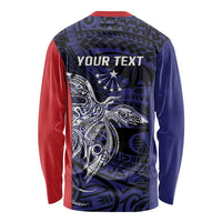Personalised PNG Central Province Long Sleeve Shirt Bird of Paradise Tattoo Flag Motif LT9 - Polynesian Pride