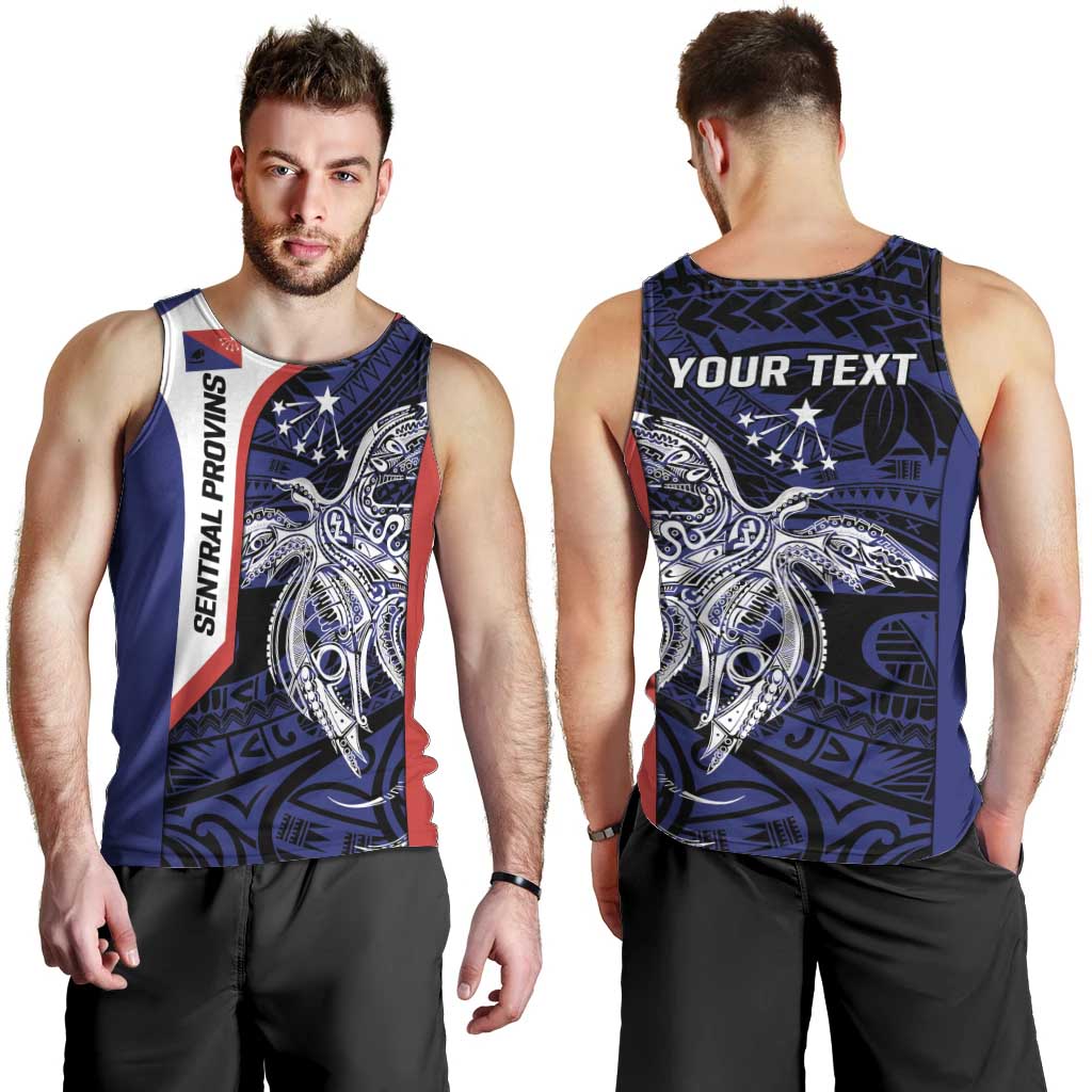 Personalised PNG Central Province Men Tank Top Bird of Paradise Tattoo Flag Motif LT9 - Polynesian Pride