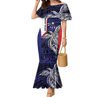 Personalised PNG Central Province Mermaid Dress Bird of Paradise Tattoo Flag Motif LT9 Women Blue - Polynesian Pride