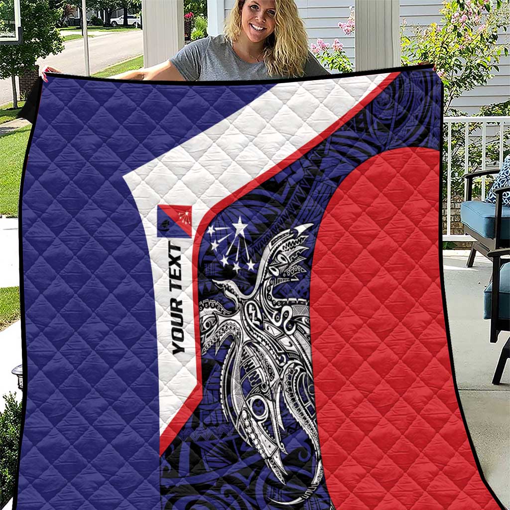 Personalised PNG Central Province Quilt Bird of Paradise Tattoo Flag Motif LT9 Blue - Polynesian Pride
