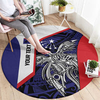 Personalised PNG Central Province Round Carpet Bird of Paradise Tattoo Flag Motif LT9 - Polynesian Pride