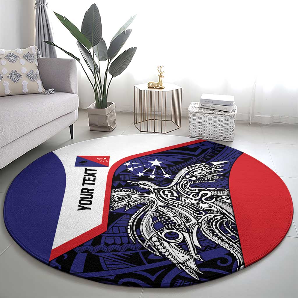 Personalised PNG Central Province Round Carpet Bird of Paradise Tattoo Flag Motif LT9 - Polynesian Pride