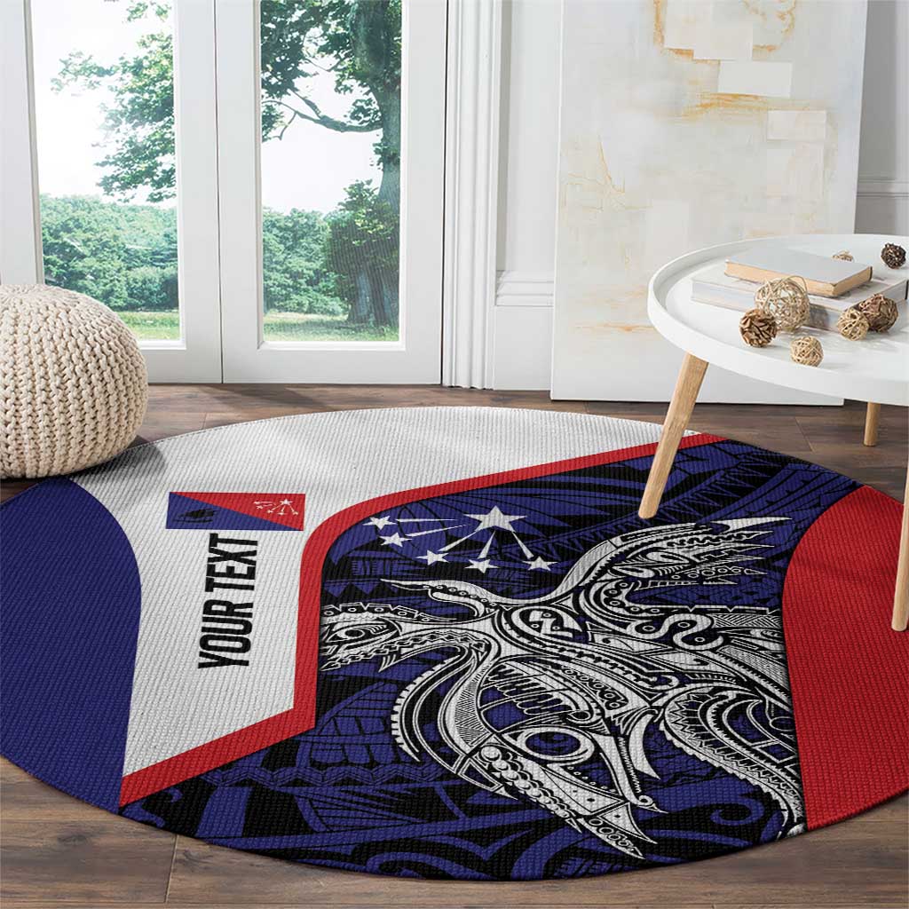Personalised PNG Central Province Round Carpet Bird of Paradise Tattoo Flag Motif LT9 - Polynesian Pride