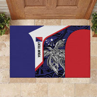 Personalised PNG Central Province Rubber Doormat Bird of Paradise Tattoo Flag Motif LT9 Blue - Polynesian Pride