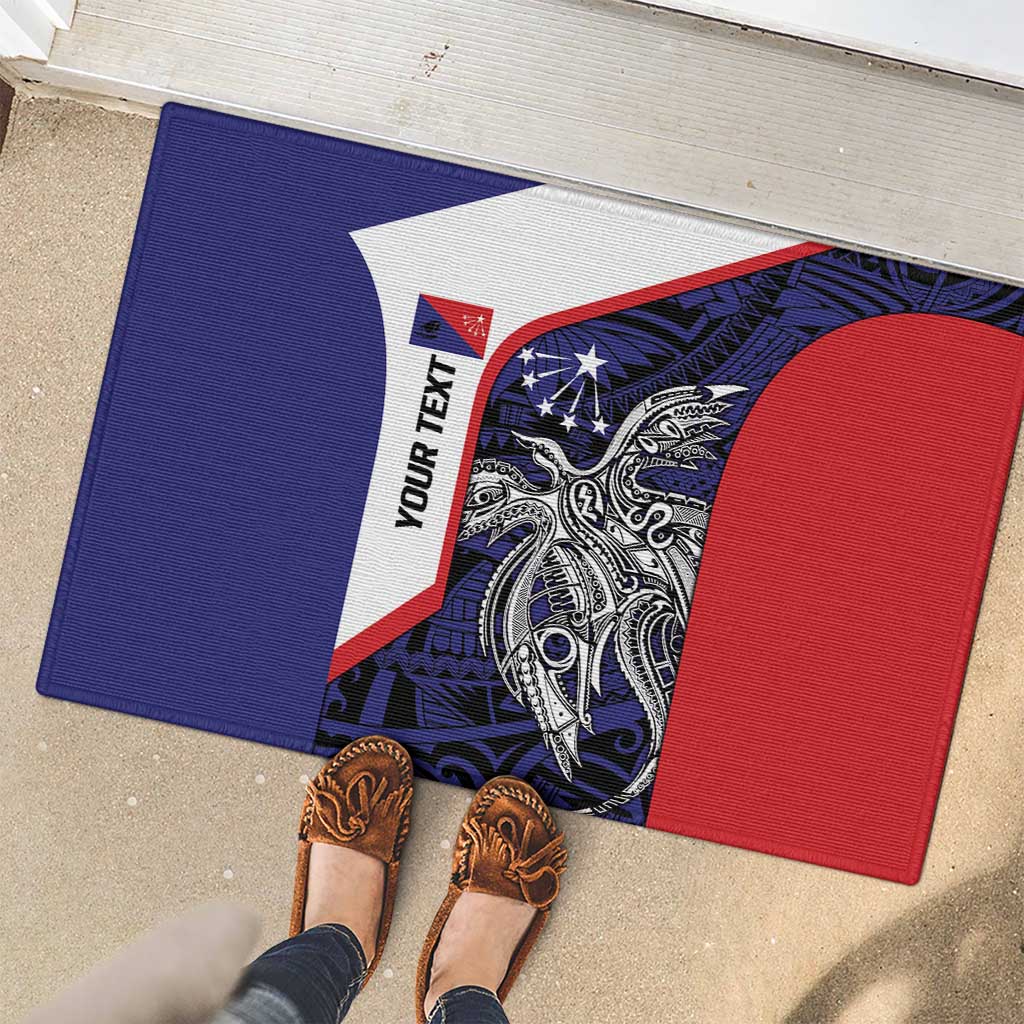 Personalised PNG Central Province Rubber Doormat Bird of Paradise Tattoo Flag Motif LT9 - Polynesian Pride