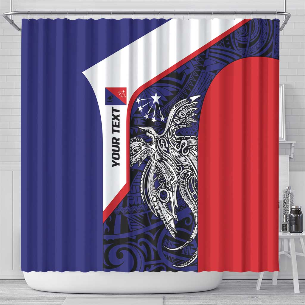 Personalised PNG Central Province Shower Curtain Bird of Paradise Tattoo Flag Motif LT9 - Polynesian Pride