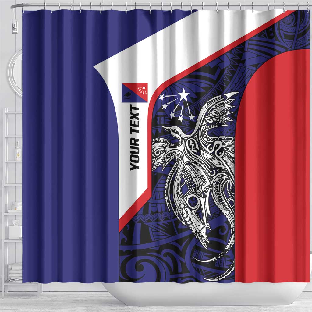 Personalised PNG Central Province Shower Curtain Bird of Paradise Tattoo Flag Motif LT9 - Polynesian Pride